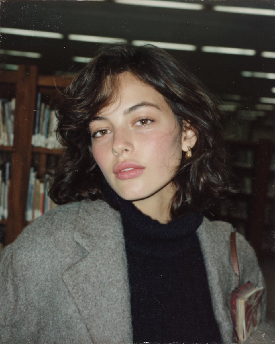Analog full-body — vintage jacket, leather sofa