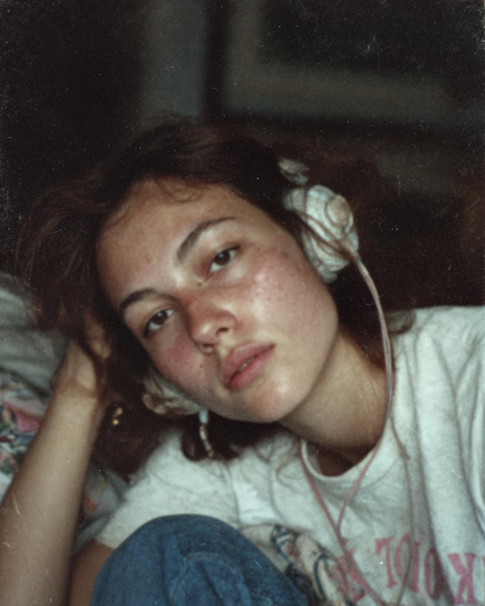 Analog candid — brunette holding book